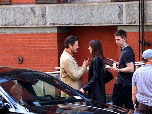 RAW VIDEO: Dakota Johnson and Pedro Pascal seen filming the 'Materialist' in Tribeca, Manhattan 2/2