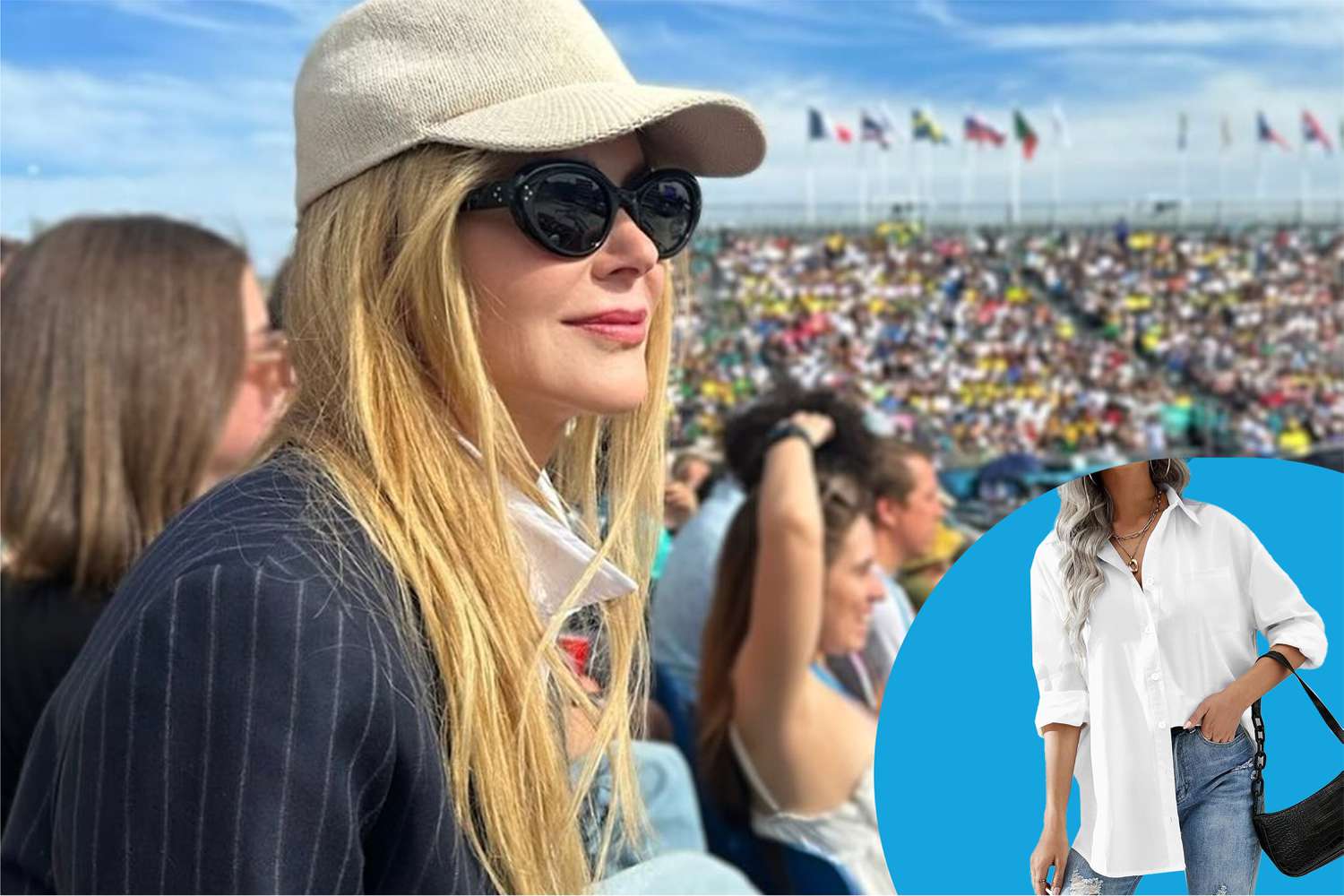 Nicole Kidman Kept Things Classic at the Olympics with Blue Jeans and a Button-Up — Get the Look from $20