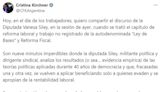 Cristina Kirchner compartió una crítica contra Milei que lo compara con Zaffaroni por su política fiscal