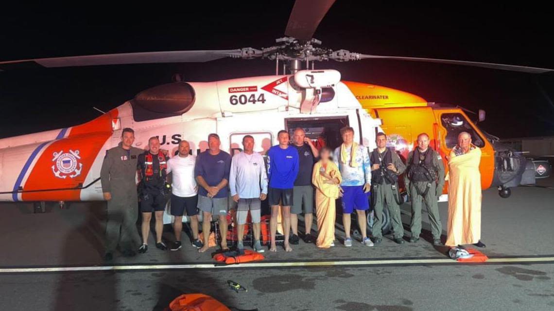 Coast Guard aircrew rescues 8 after boat capsizes