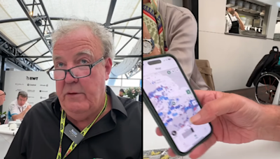 Incredible moment Jeremy Clarkson predicts Lewis Hamilton British GP win after using new technology on phone