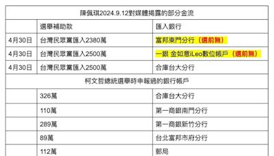 陳佩琪秀商辦付款明細 卓冠廷：柯文哲選後冒2帳戶收選舉補助款？