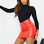 Short Red Leather Skirt
