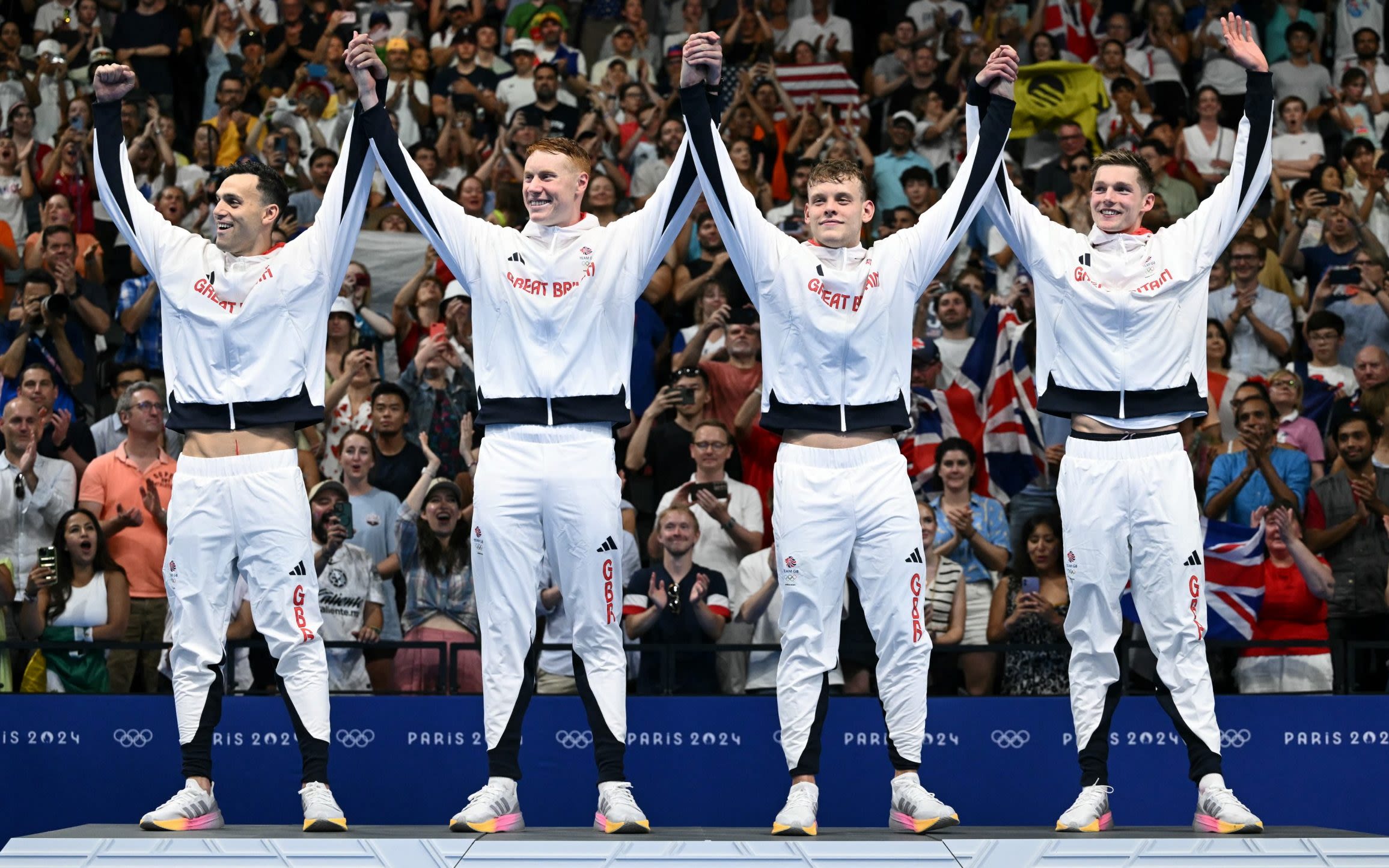 Team GB’s ‘awesome foursome’ land men’s 4x200m freestyle relay gold