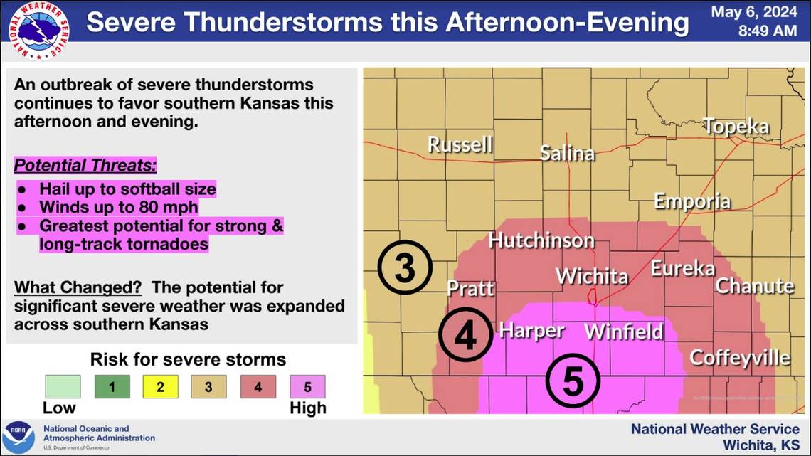 ‘Dangerous day’: Wichita in area with greatest threat of tornadoes, severe storms