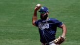 Rays 3B Amed Rosario exits after getting hit in the head with 99 mph from Pirates Jared Jones