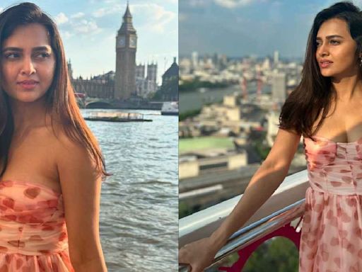 Tejasswi Prakash's pink mesh mini dress with heart print for vacay with Karan Kundrra proves love is in the air