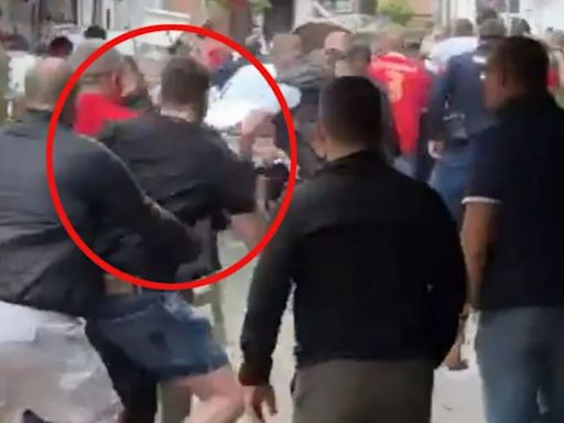 Serbian president’s son ‘hauled away by bodyguards in hooligan brawl’