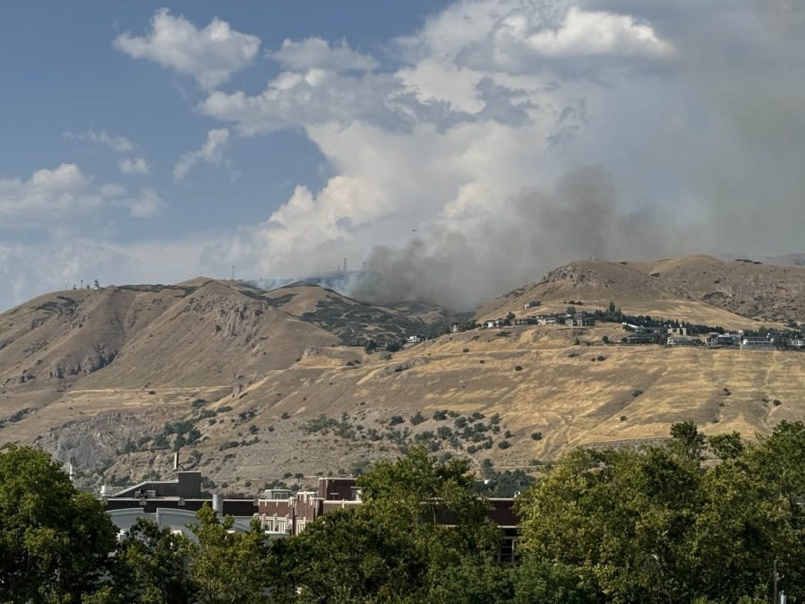 Wildfire breaks out on Ensign Peak near Utah State Capitol building