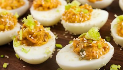 Top Your Deviled Eggs With Kimchi For A Huge Flavor Punch