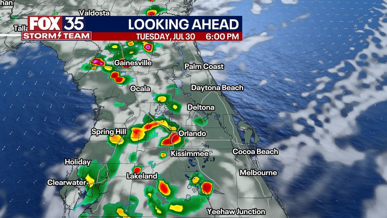 TIMELINE: Afternoon, evening thunderstorms likely across Central Florida on Tuesday