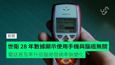 世衛 28 年數據顯示使用手機與腦癌無關 電話普及率升但腦癌發病率無變化