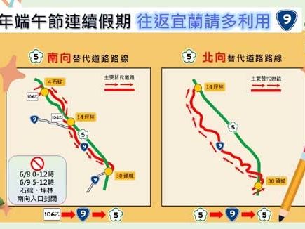 端節連假與前1日國5易壅塞 高公局籲搭乘公運或改走替代道路