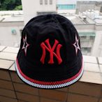 羅拉快跑 全新正品 韓國MLB洋基紅色立體logo星星刺繡黑色漁夫帽