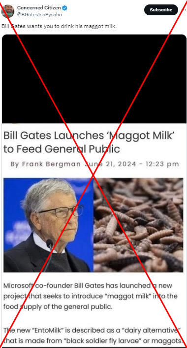 False claims linking Bill Gates to 'maggot milk' spread online