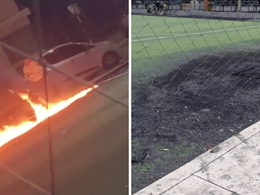 Trujillo: padre enfurecido quema cancha de fútbol luego de que balón rompiera ventana del cuarto de recién nacido