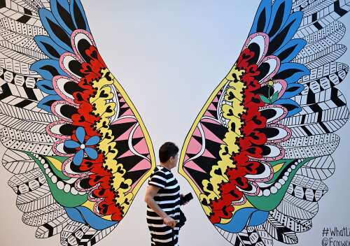 Street artist spreads 'Wings' at Foxwoods