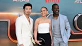 ...for Black-And-White in Greta Constantine Look for ‘Atlas’ Red Carpet Premiere With Simu Liu, Sterling K. Brown and More...