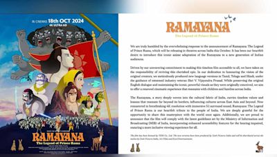 ‘Ramayana: The Legend of Prince Rama’ set to release in Tamil, Telugu, & Hindi on Oct 18