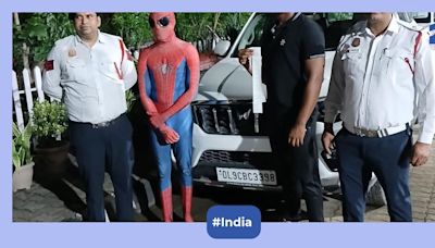 Slipper-wearing Spider-Man takes SUV ride on bonnet, lands in Delhi Police web