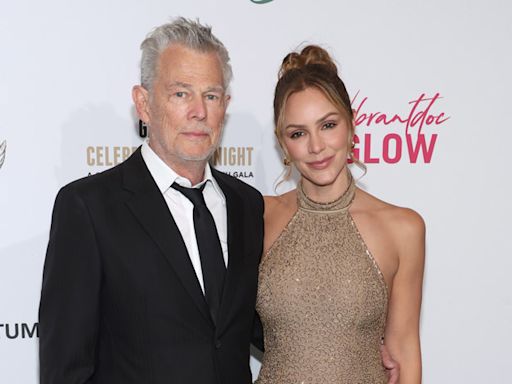 Katharine McPhee Stuns in Sheer Gold Dress Alongside David Foster at Charity Event Before Their Tour Launch