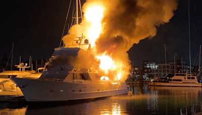 Yacht in Southern California loaded with ammo, fireworks erupts in flames