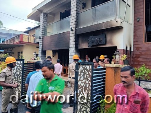 Udupi: Fire destroys house, kills husband, seriously injures wife; children rescued