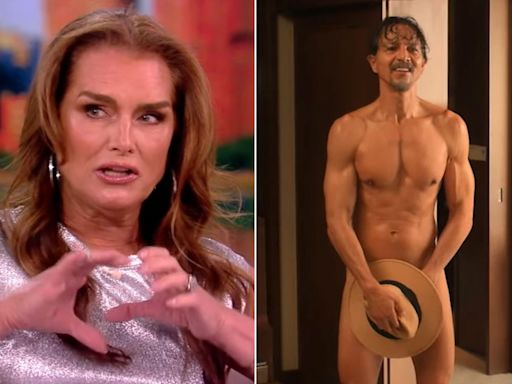 Brooke Shields surprised nearly nude Benjamin Bratt by dropping her dress so he didn't feel alone on movie set