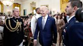 U.S. President Joe Biden and Vice President Kamala Harris depart after they welcomed the Las Vegas Aces to...