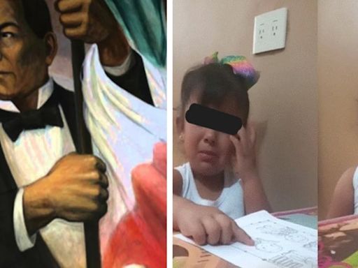 Al hacer su tarea, niña rompe en llanto al conocer la triste historia de Benito Juárez