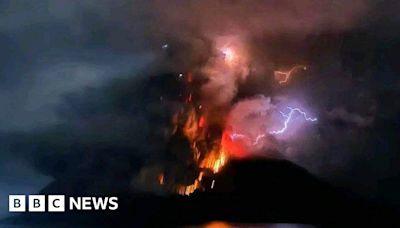 Watch: Volcano in Indonesia spews lava and smoke