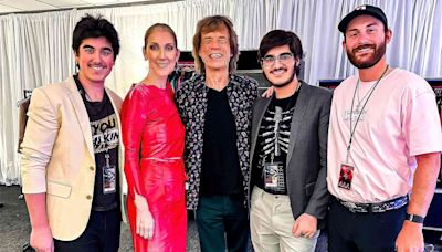 Céline Dion Poses with Mick Jagger and Her Sons at Rolling Stones' Las Vegas Gig: 'You Got Us Rocking!'