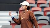 Naomi Osaka hits practice court to prepare for her tennis return at the Brisbane International