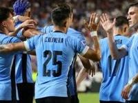 Uruguay's Mathias Olivera celebrates after scoring the goal which helped eliminate the United States from the Copa America