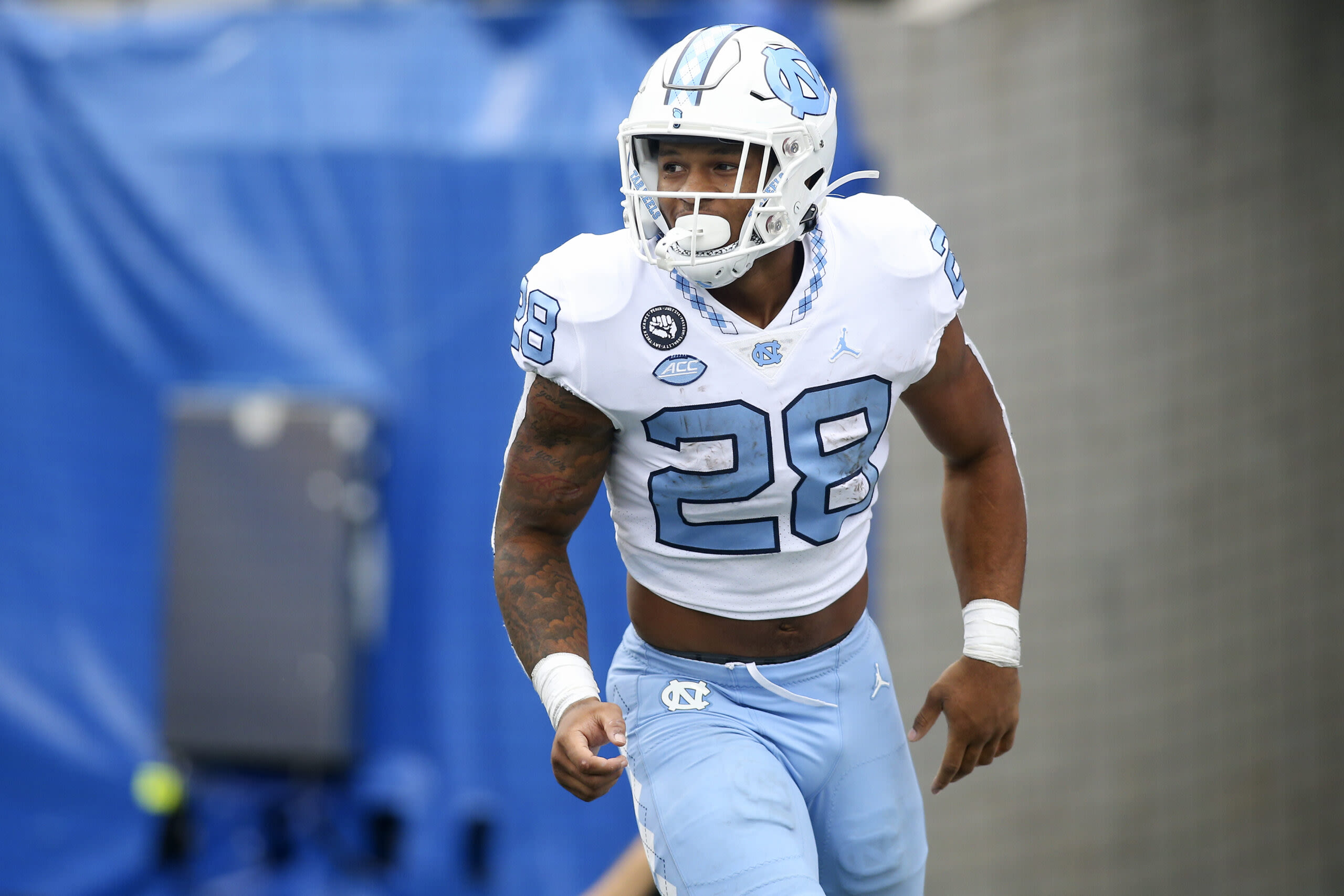 UNC running back Omarion Hampton ranked as a top player in ACC