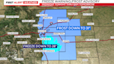 Frost advisory for the Denver metro area with a freeze warning for southern suburbs