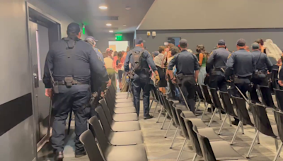 Protesters removed by officers after disrupting board of regents meeting at UC Merced