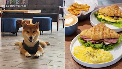 有二隻可愛萌柴陪吃的台中早午餐，可頌口味夾餡選擇多還可搭套餐，也是寵物友善餐廳！