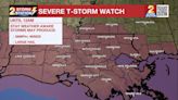 NEW: Severe T-Storm Watch issued ahead of Monday evening storms