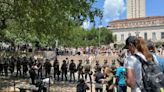 Protestors gather outside Travis County Jail after another rally on UT Austin's campus