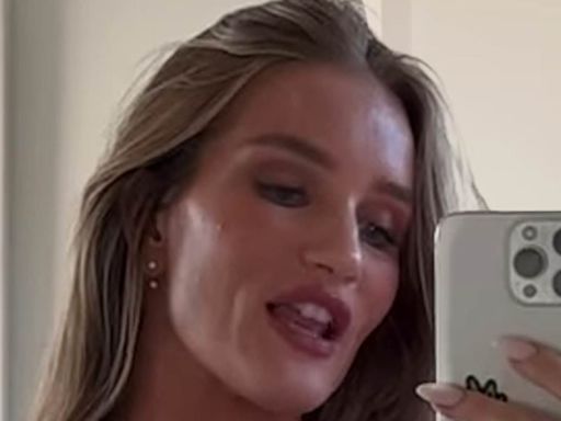 Rosie Huntington-Whiteley stuns in a high-leg black bodysuit