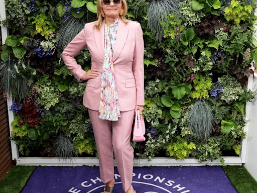 Kim Cattrall Stuns in Pink Power Suit at Wimbledon Samantha Jones Would Approve Of