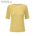 JESSICA RED -氣質百搭舒適圓領短袖針織衫82415C（黃）
