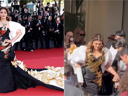 Watch: Aaradhya Bachchan guides injured Aishwarya Rai down the stairs at Cannes 2024