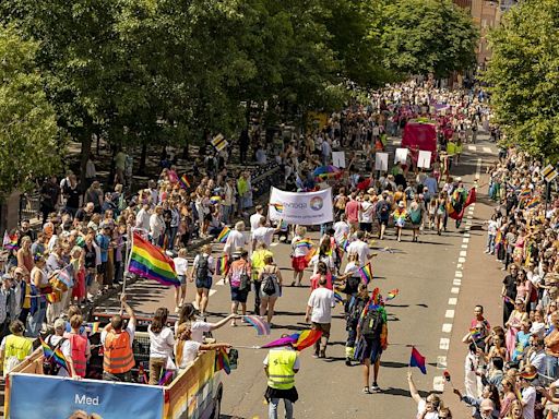 Norway's LGBTQ community party at the Pride parade in Oslo