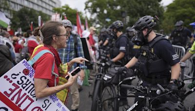 Police deploy pepper spray as crowd protesting Israel's war in Gaza marches toward US Capitol