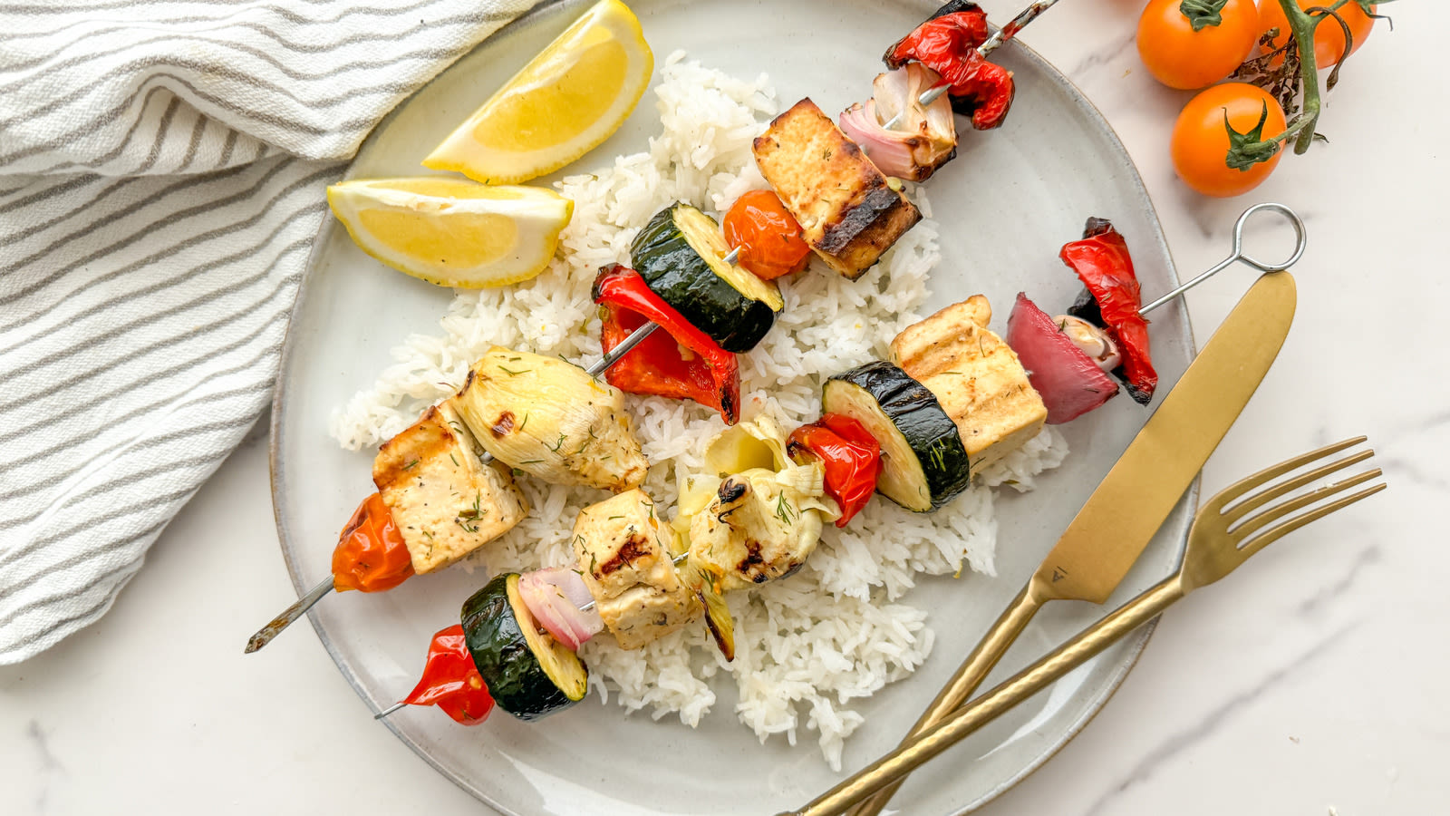 Grilled Mediterranean Tofu Skewers With Green Olive Relish Recipe