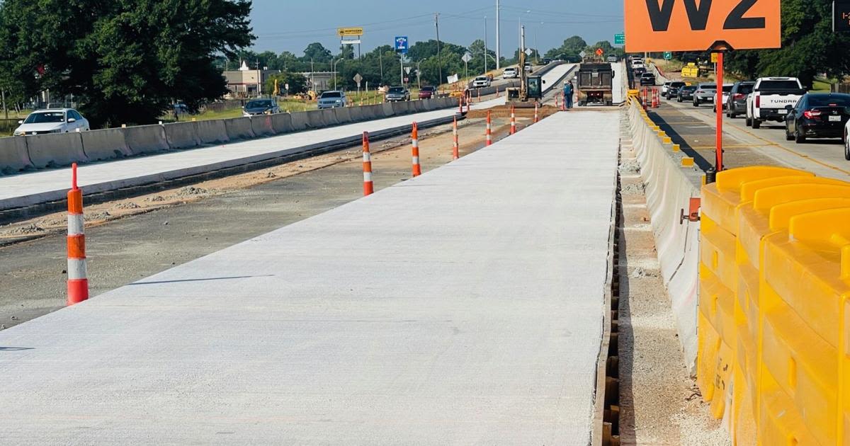 Concrete poured for new lanes on I-20 major rehab project in Bossier City