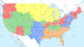 TV broadcast map for Panthers vs. Saints in Week 3