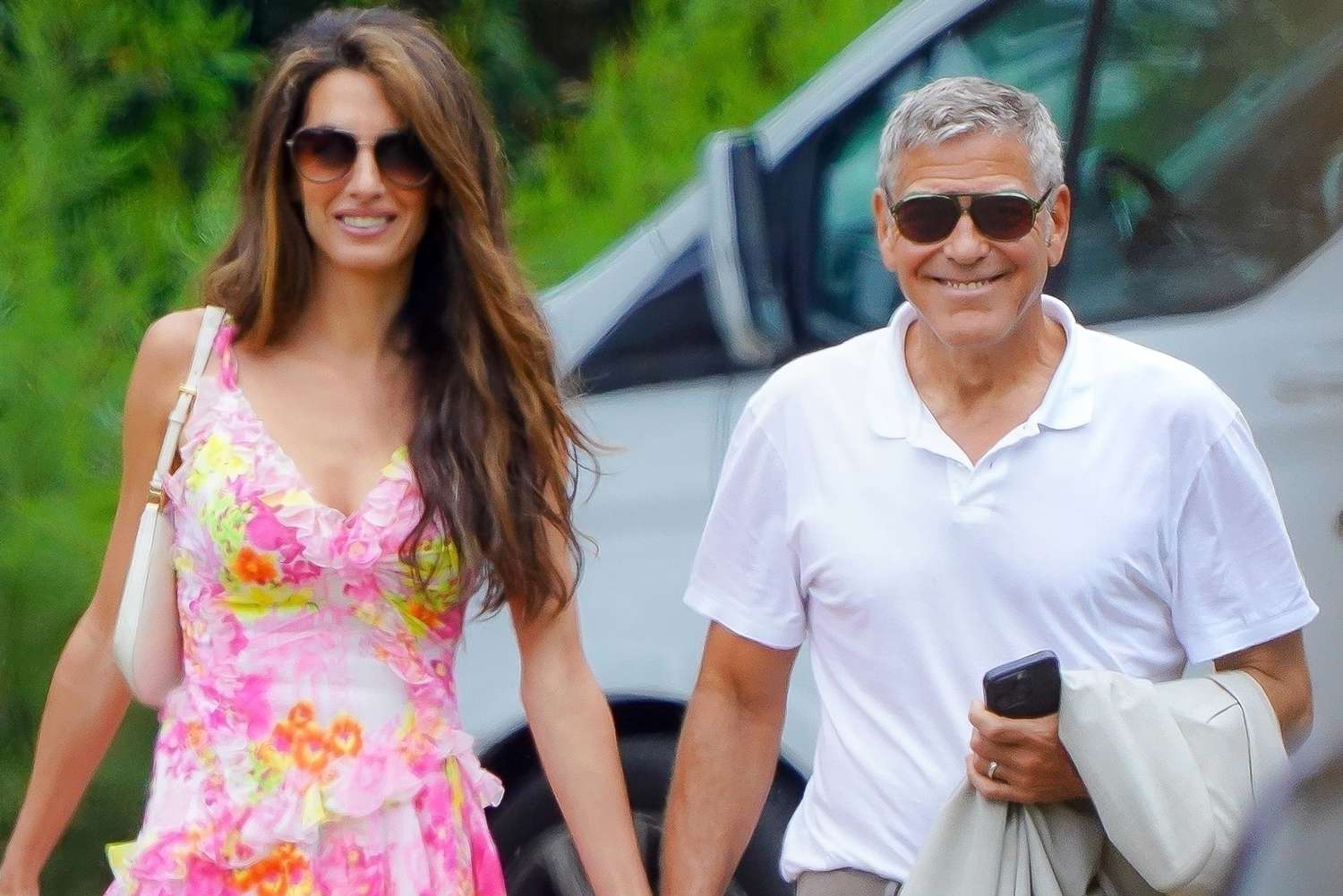 George Clooney and Wife Amal Hold Hands as They Stroll to Lunch in Saint-Tropez